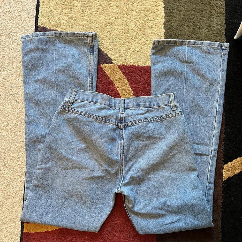 y2k express hipster flare leg jeans size 5/6 light wash no back pockets